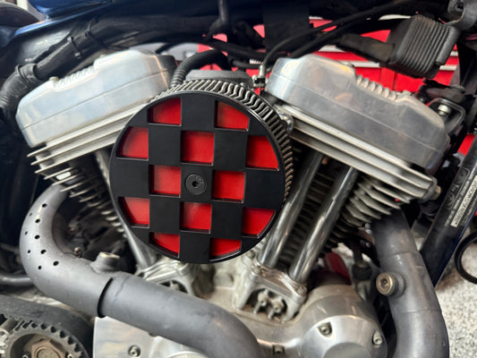Checkered air cleaner cover with back plate