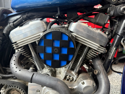 Checkered air cleaner cover with back plate
